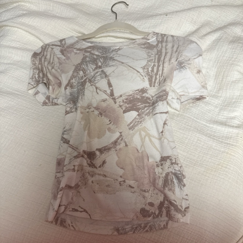 Women's Cream and Brown Patterned Top